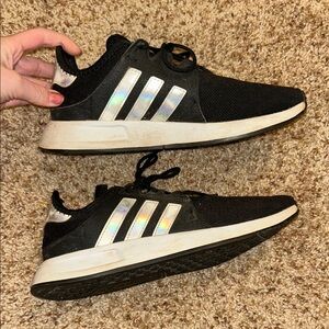 Adidas Black Sneakers with Iridescent Stripes